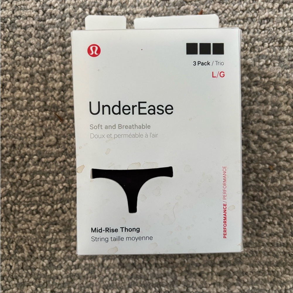 lululemon athletica Black UnderEase Mid-Rise Thong 3 Pack